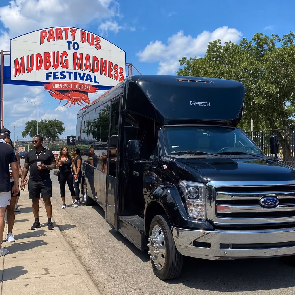 Party Bus to Mudbug Madness Festival