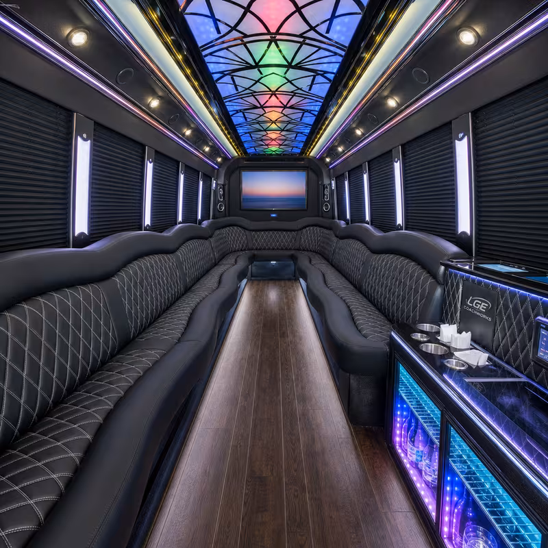 15 Passenger Party Bus Interior