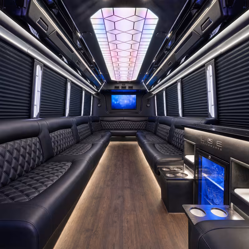 18 Passenger Party Bus Interior