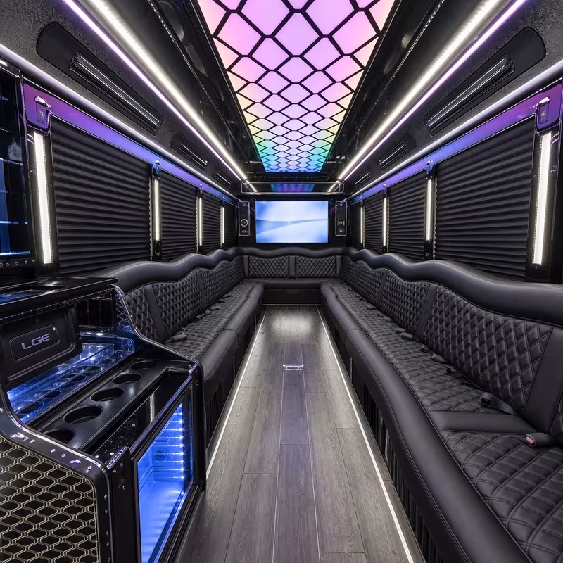 18 Passenger Party Bus Interior