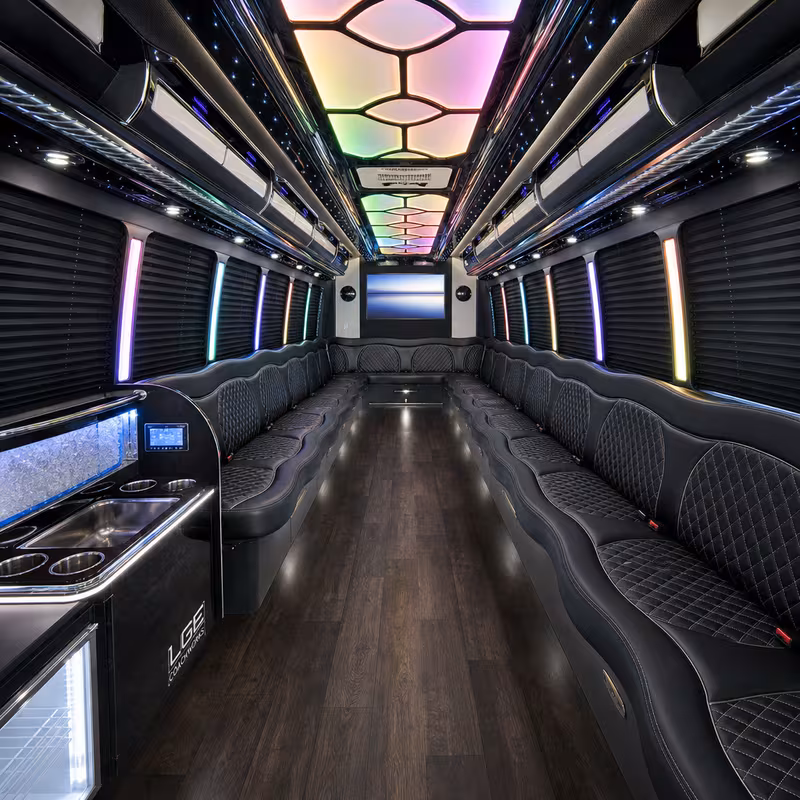 20 Passenger Party Bus Interior