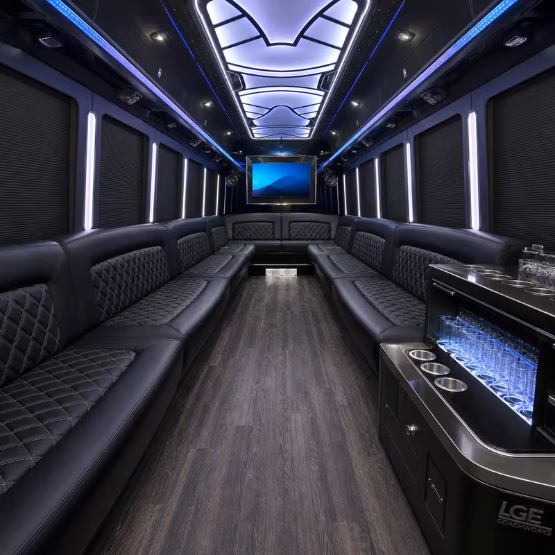 25 Passenger Party Bus Interior