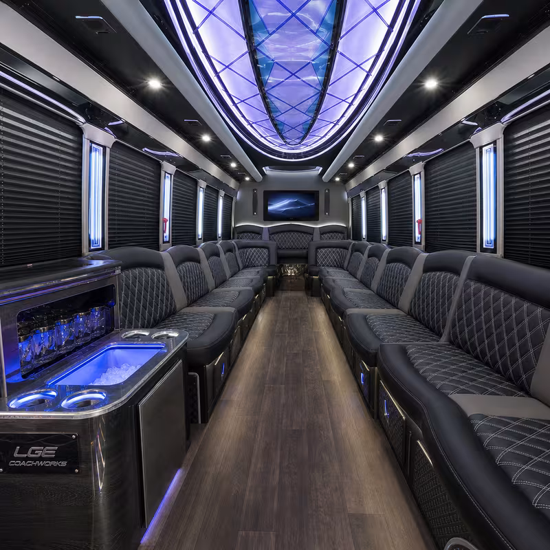 28 Passenger Party Bus Interior