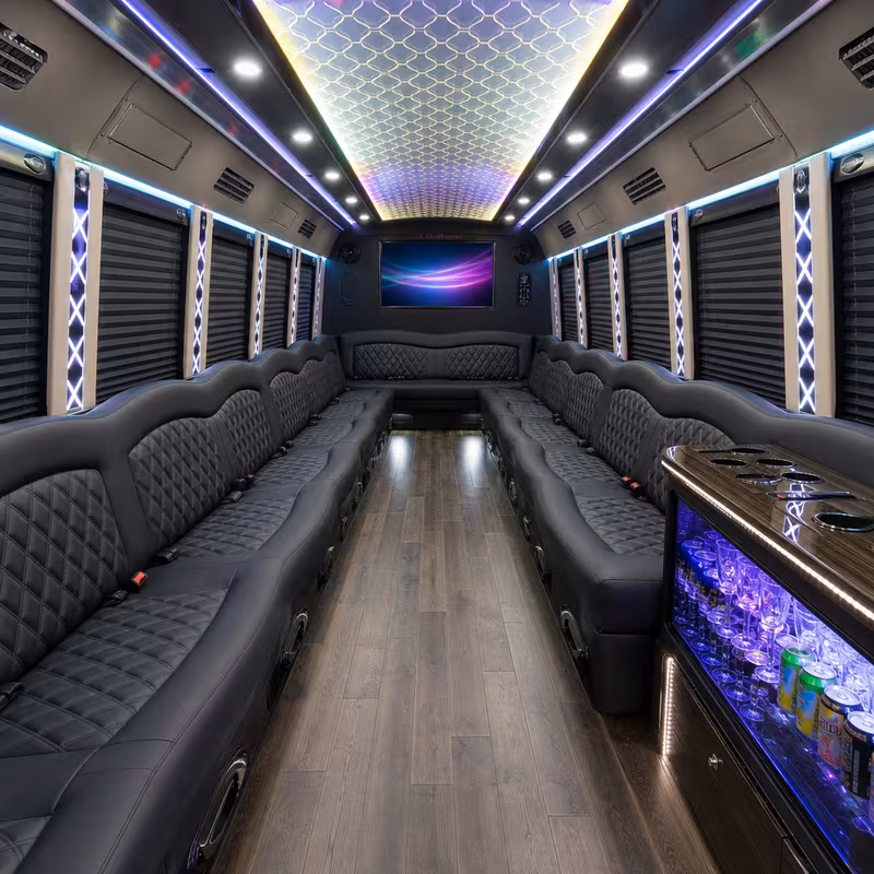 28 Passenger Party Bus Interior
