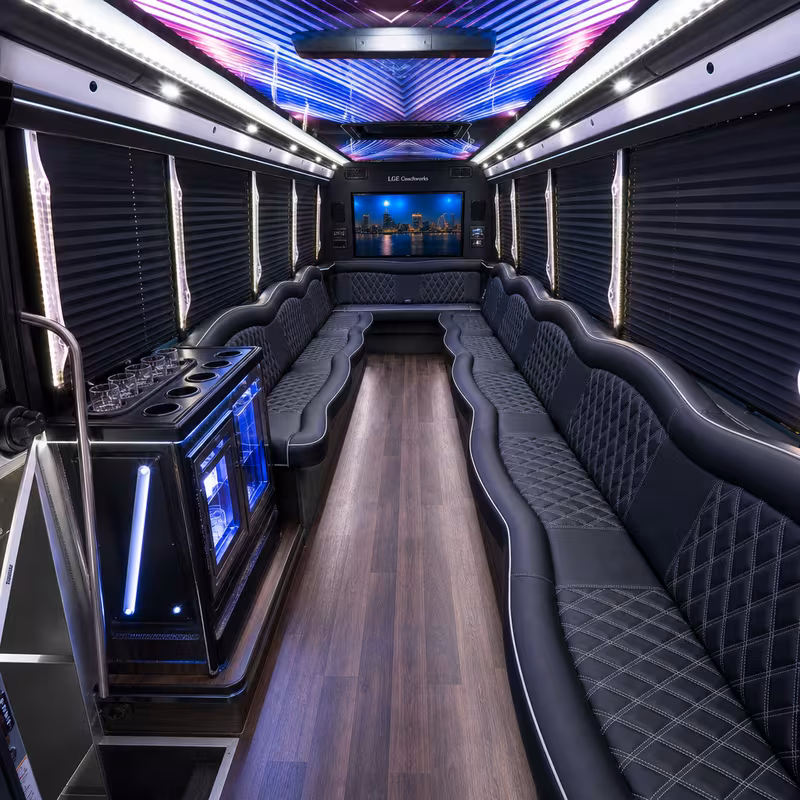 30 Passenger Party Bus Interior