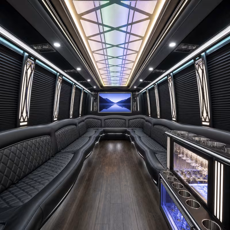 50 Passenger Party Bus Interior