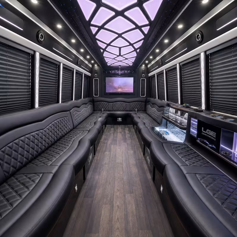 50 Passenger Party Bus Interior