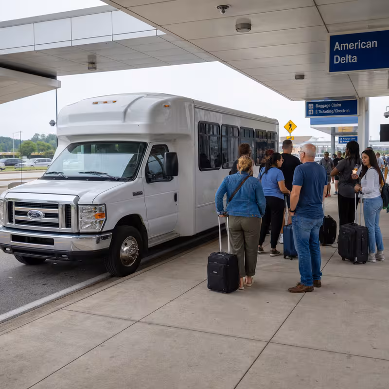Black Mercedes Sprinter van staged for an Shreveport Airport Transportation group