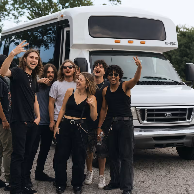 Black Mercedes Sprinter van staged for an Shreveport Concert Transportation group