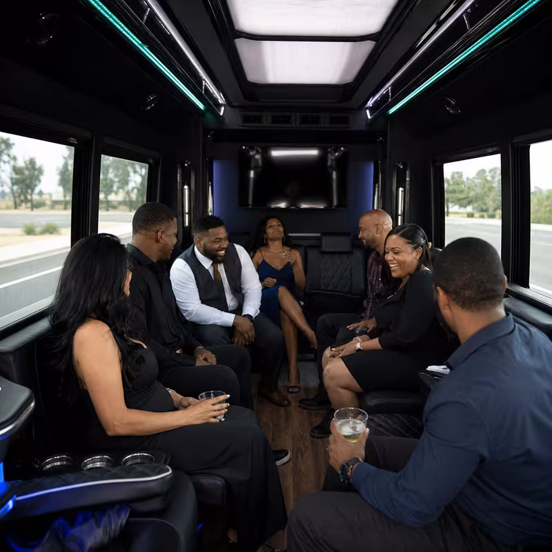 Black Mercedes Sprinter van staged for an Shreveport Private Event Transportation group