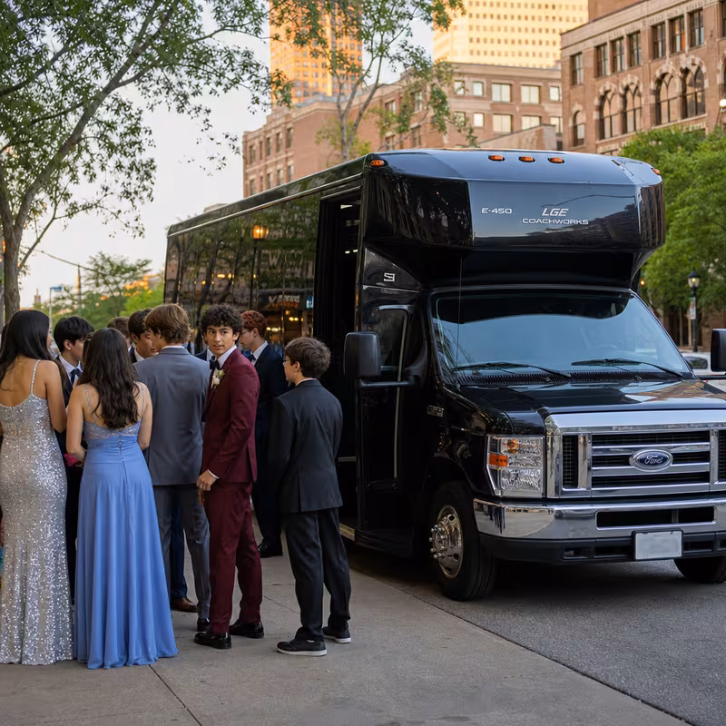 Passengers loading luggage while boarding an Shreveport group shuttle