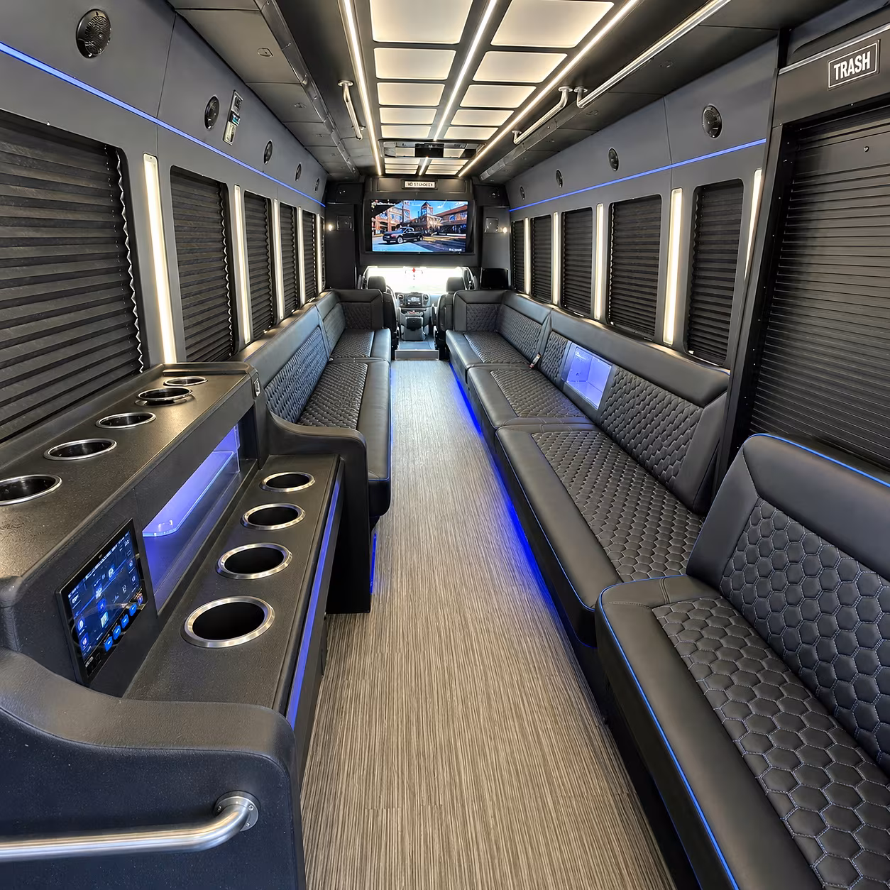 Shreveport Birthday, Sweet 16, & Quinceañera Transportation party bus interior
