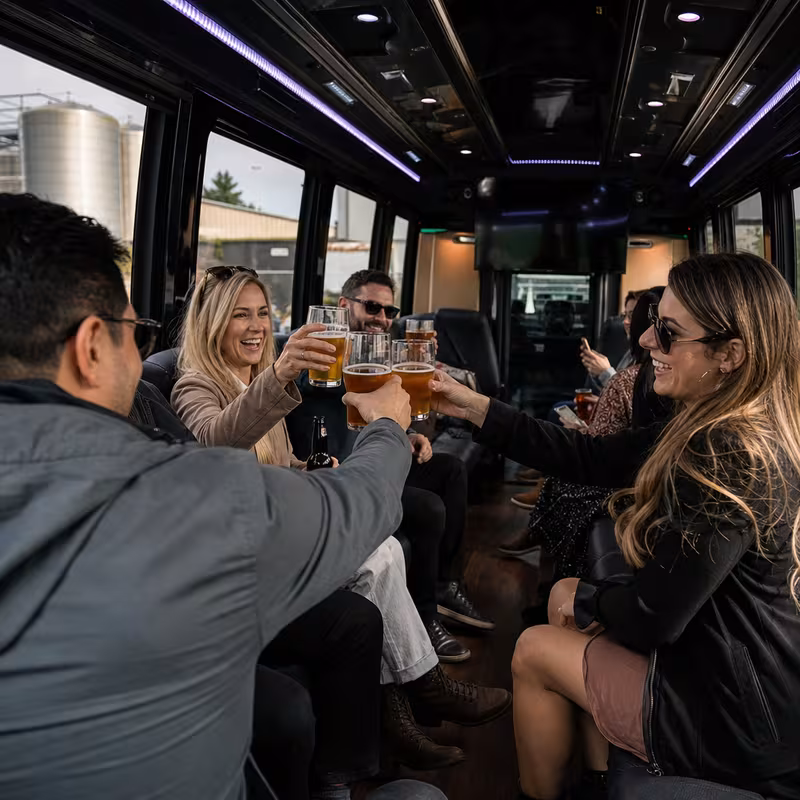Black Mercedes Sprinter van staged for an Shreveport Winery & Brewery Tour Transportation group